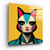 Ms. Cat Glass Wall Art  || Designer Collection.